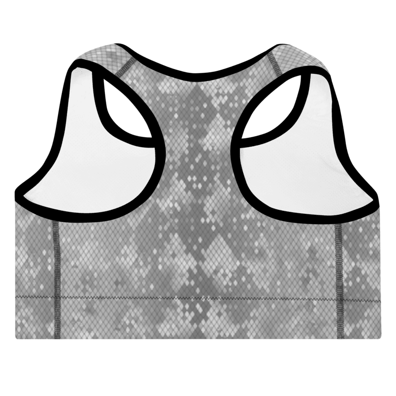 Padded Sports Bra- Snake print Grey