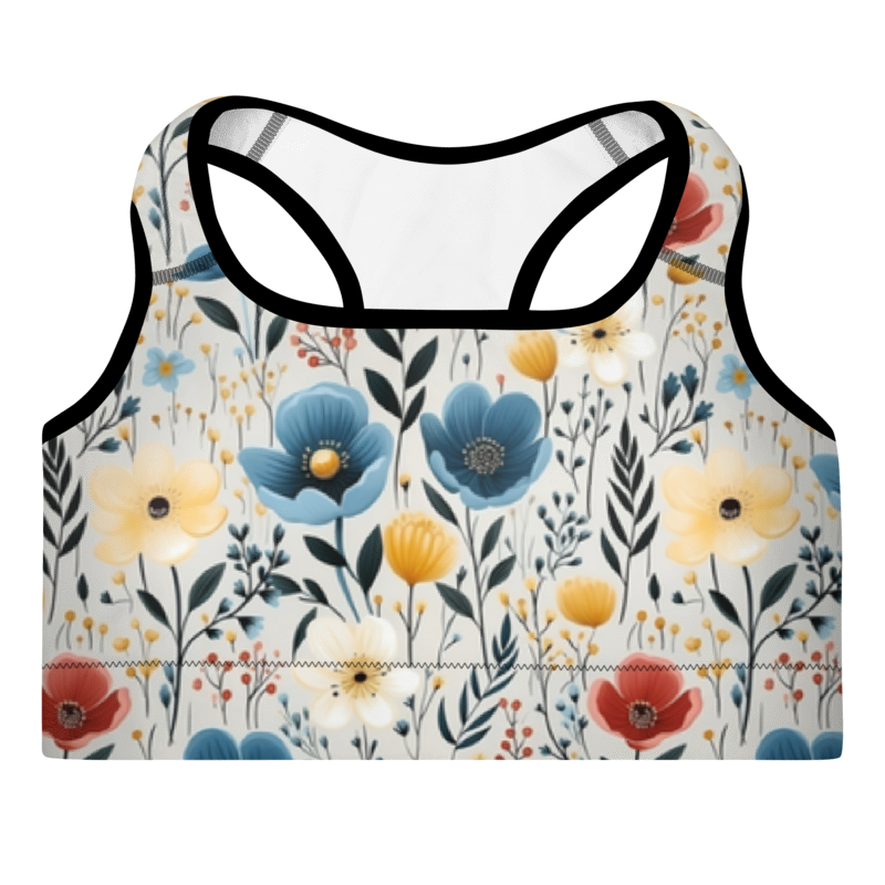 Padded Sports Bra-Butterfly Garden Yellow