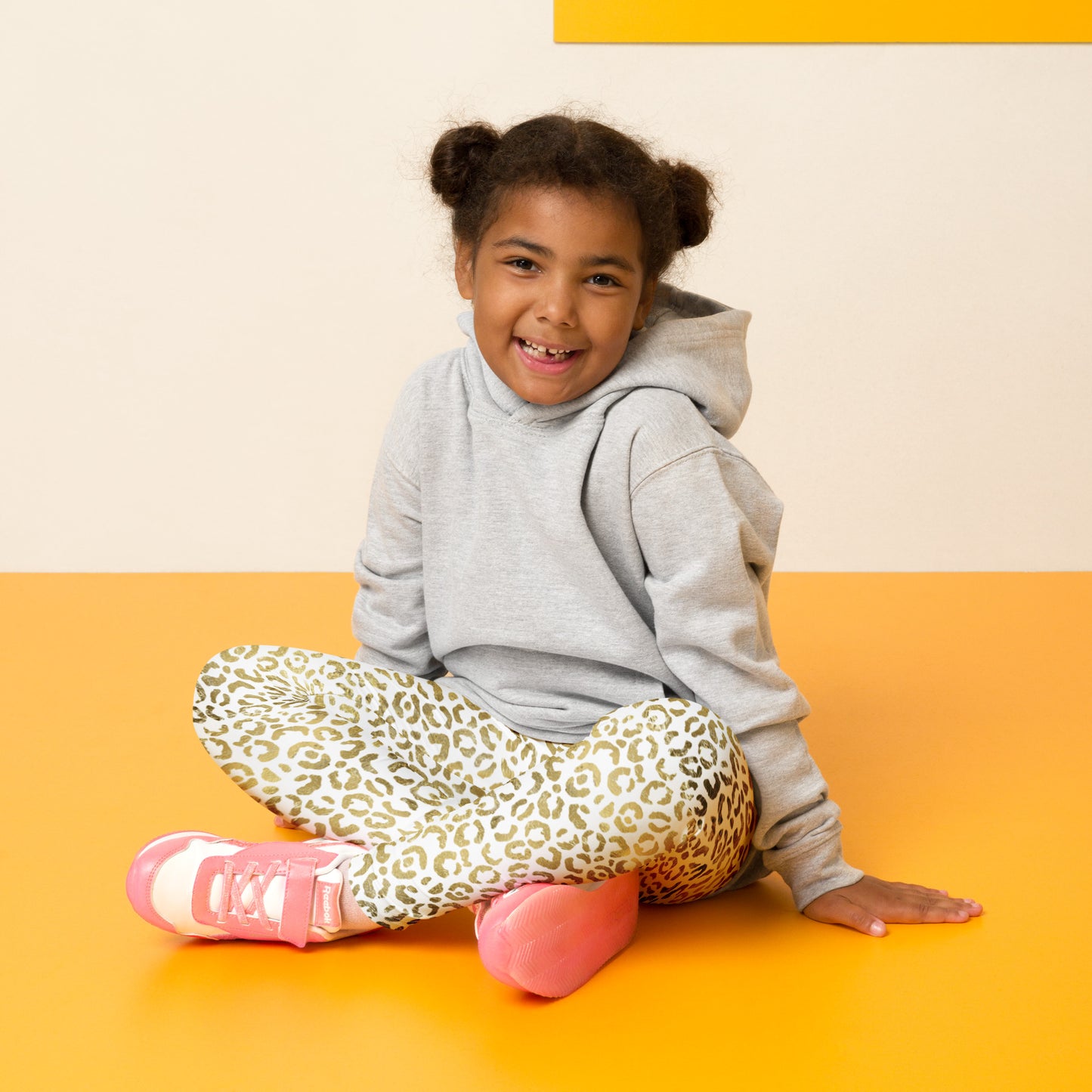 Kid's Leggings- Leopard White and Gold