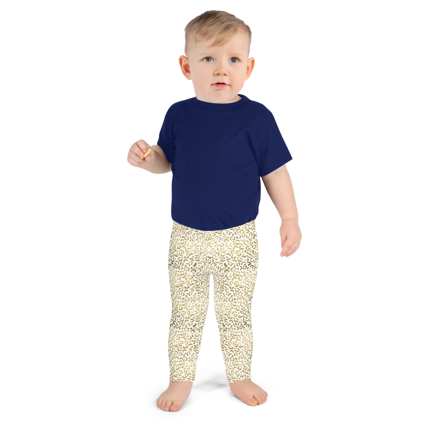 Kid's Leggings- Leopard White and Gold