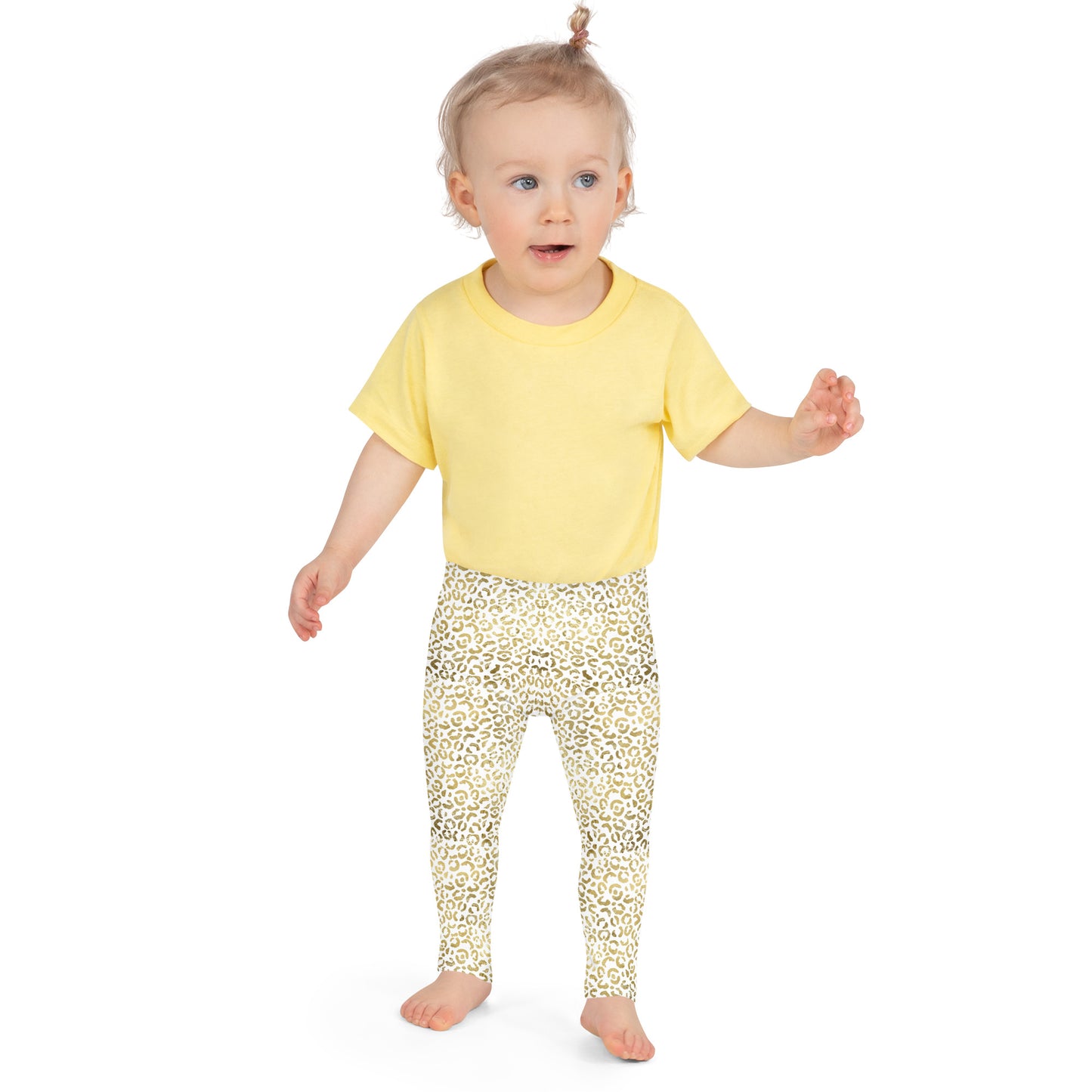 Kid's Leggings- Leopard White and Gold