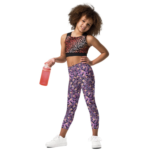 Kid's Leggings- Mermaid Purple and Gold