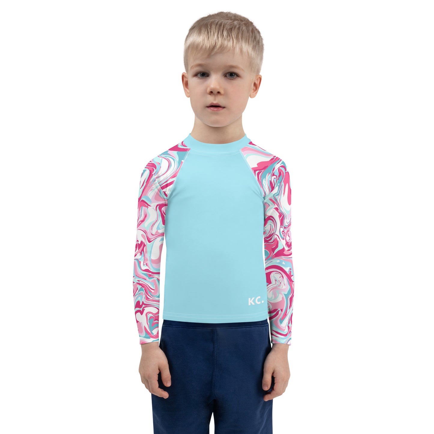 Kids Rash Guard- Pink Marble