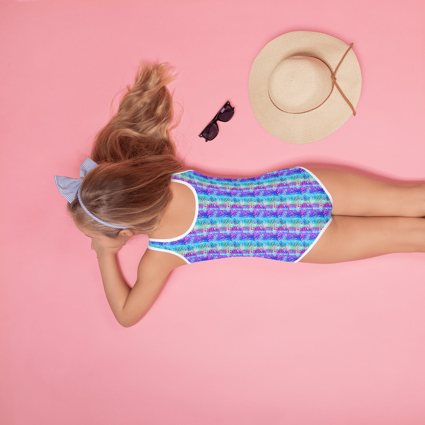 Kids Swimsuit- Animal print summer Blue