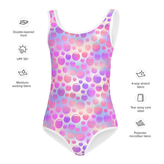 Kids Swimsuit- Bubbles Pink and Blue