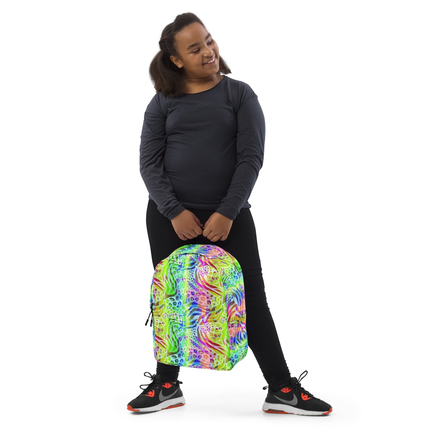 Minimalist Backpack- Animal print summer Green,Blue with Yellow
