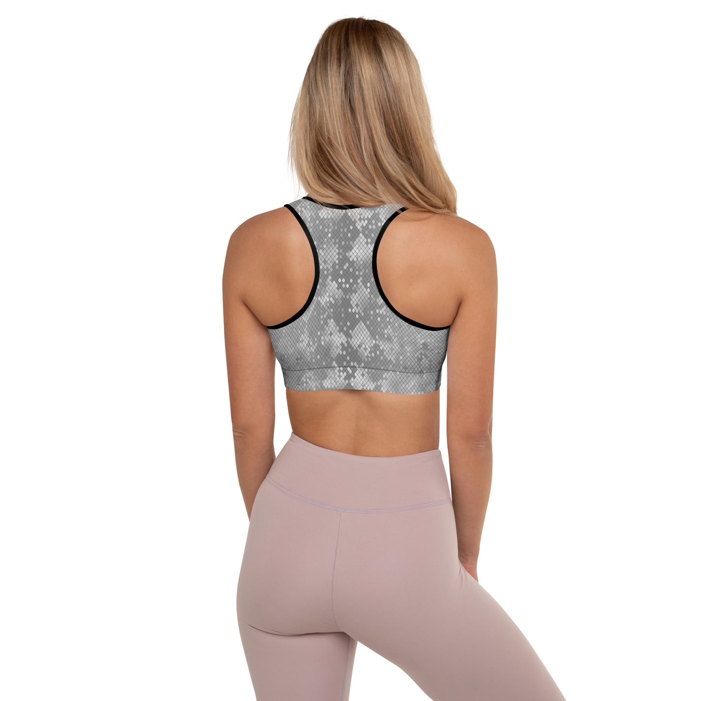 Padded Sports Bra- Snake print Grey