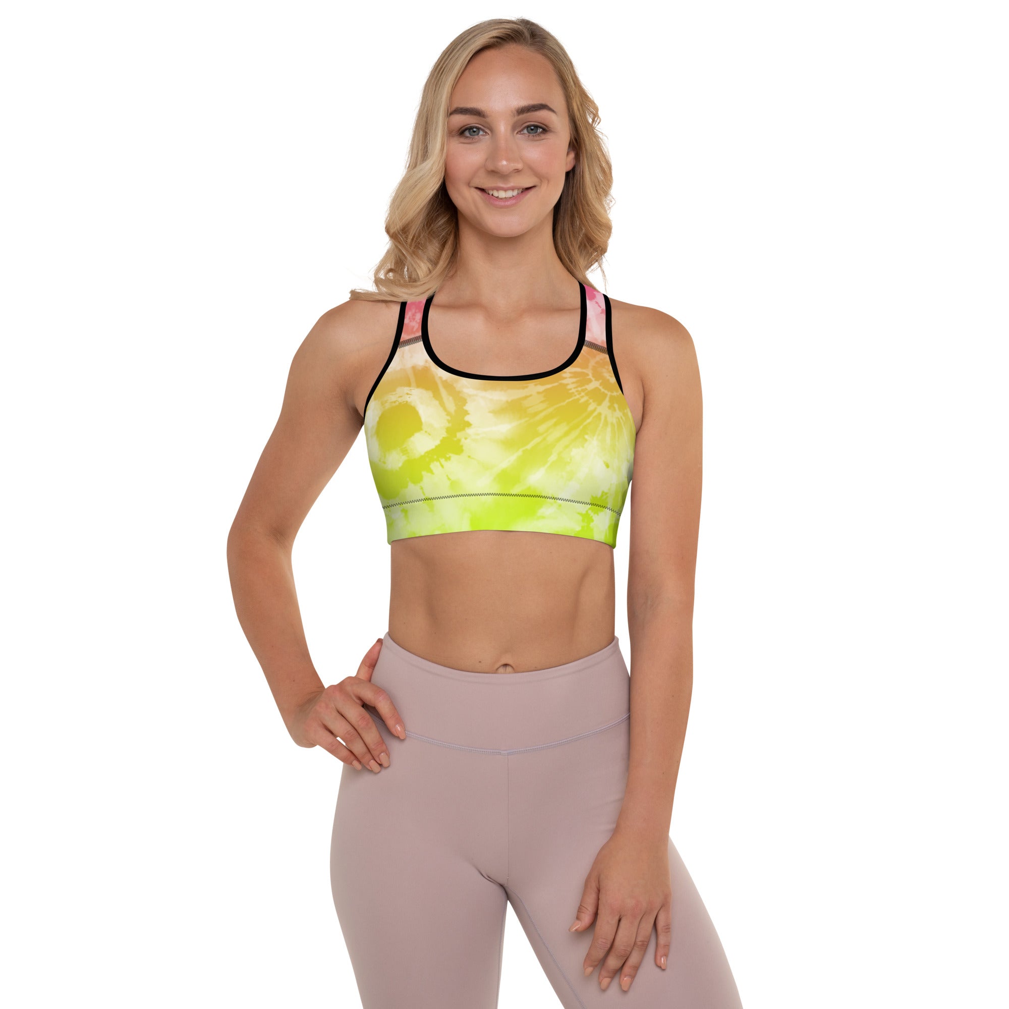 Padded Sports Bra- Tie dye multicolor stars