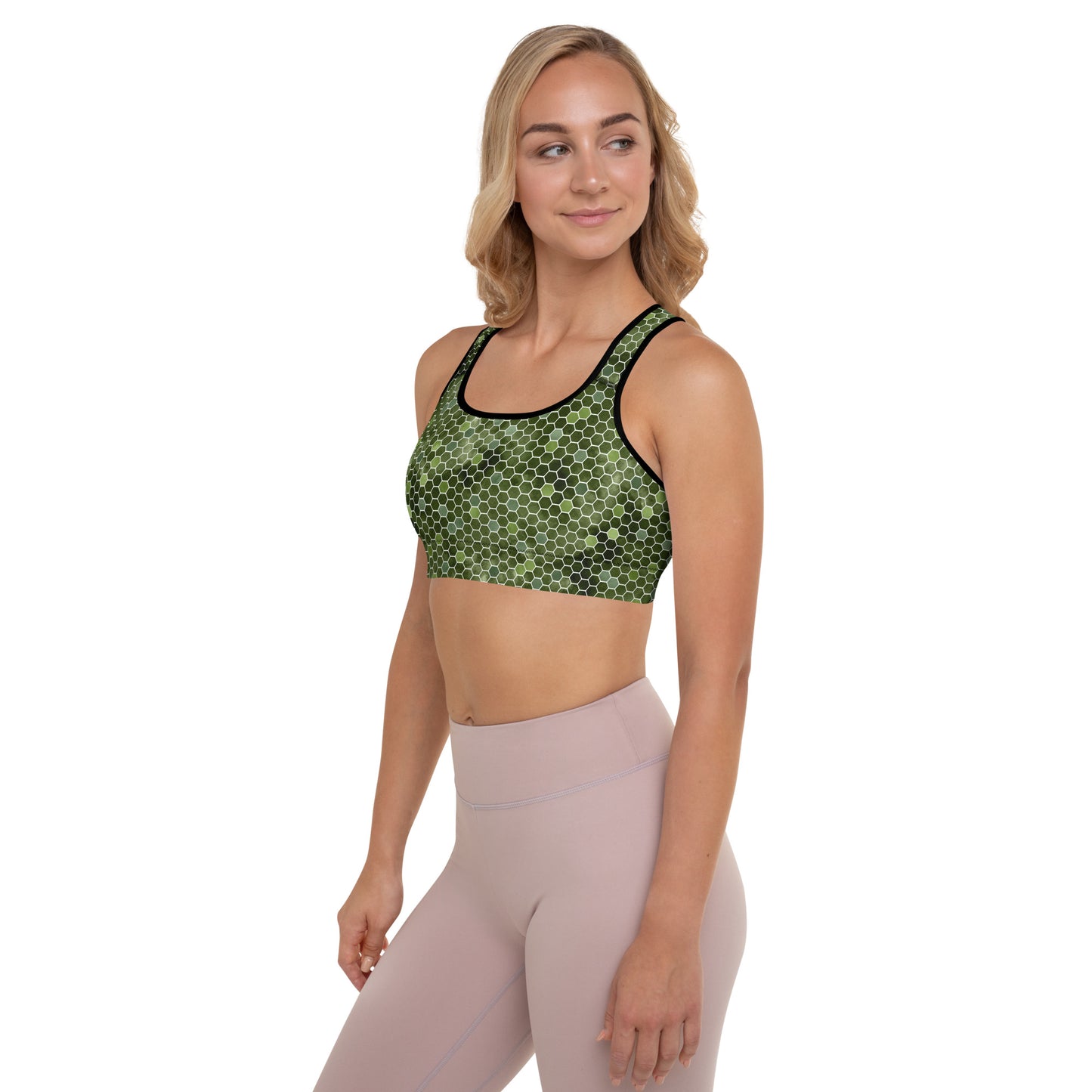 Padded Sports Bra- Honeycomb Green