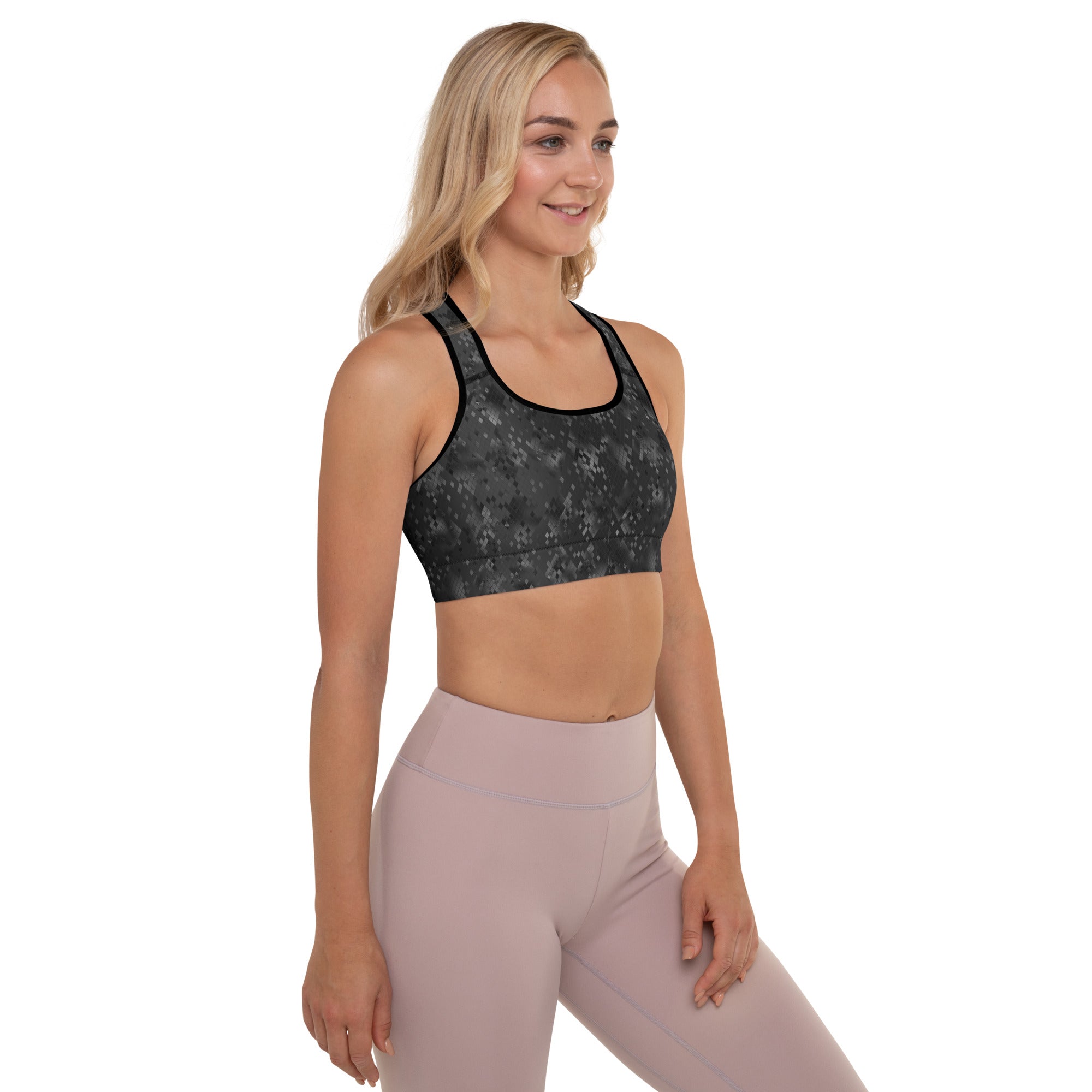 Padded Sports Bra- Snake Print Black