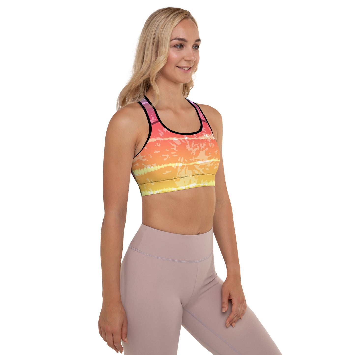 Padded Sports Bra- Tie dye multicolor stripes