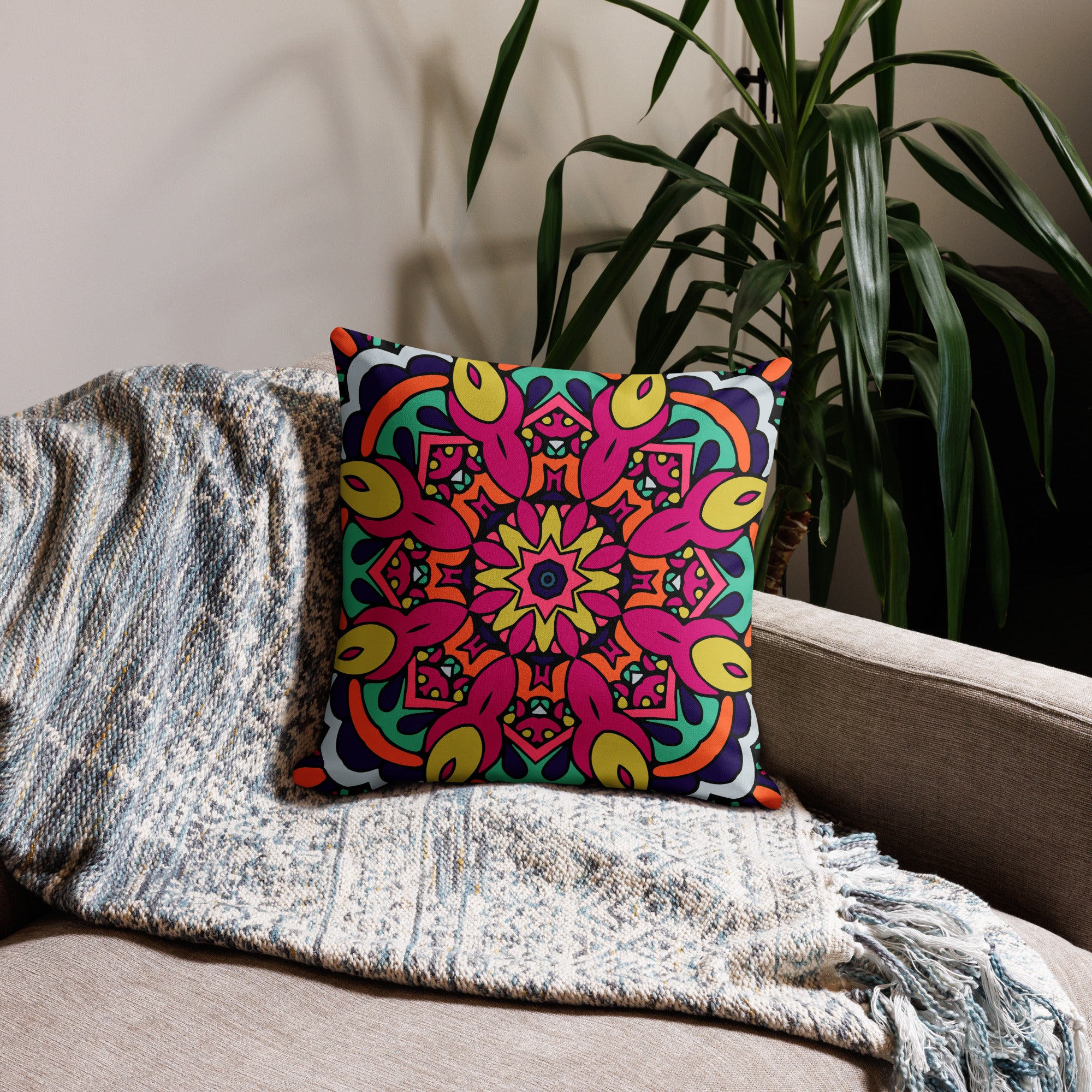 Premium Pillow Case- Boho festival mandala IV