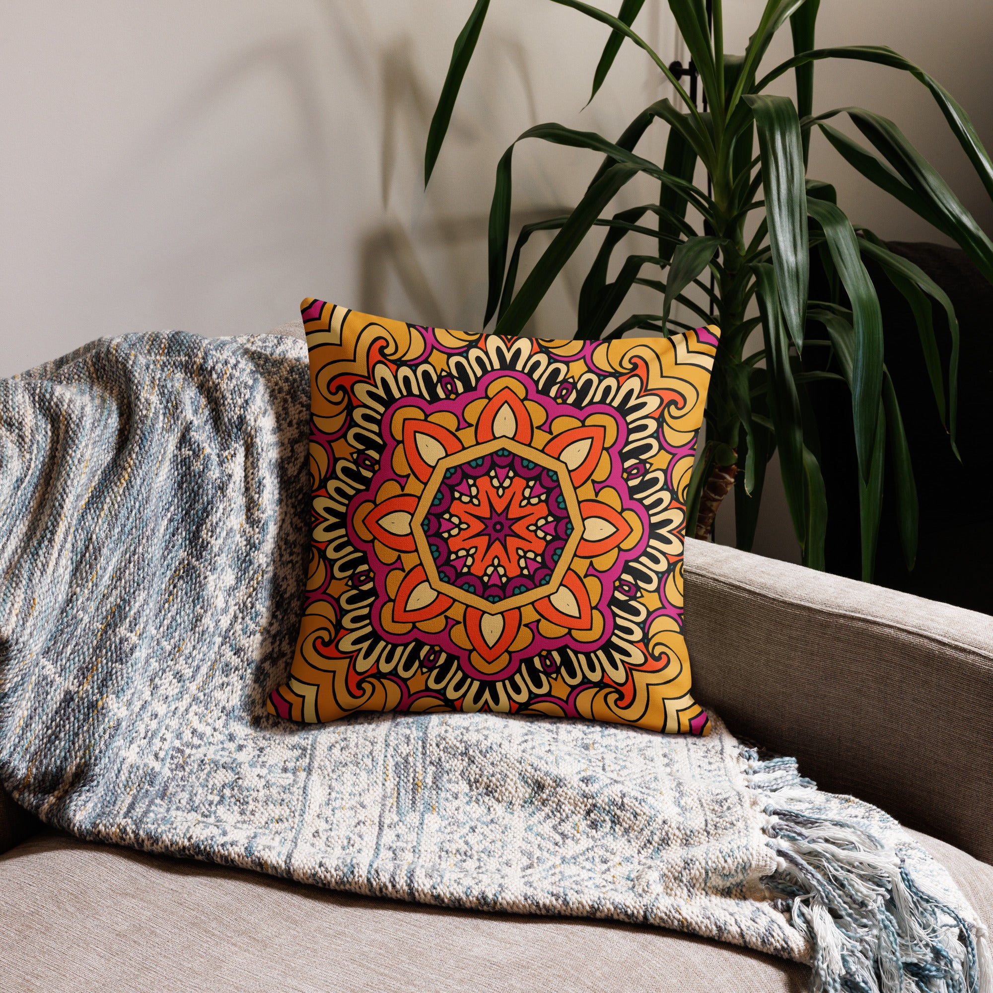 Premium Pillow Case- Boho festival mandala VII