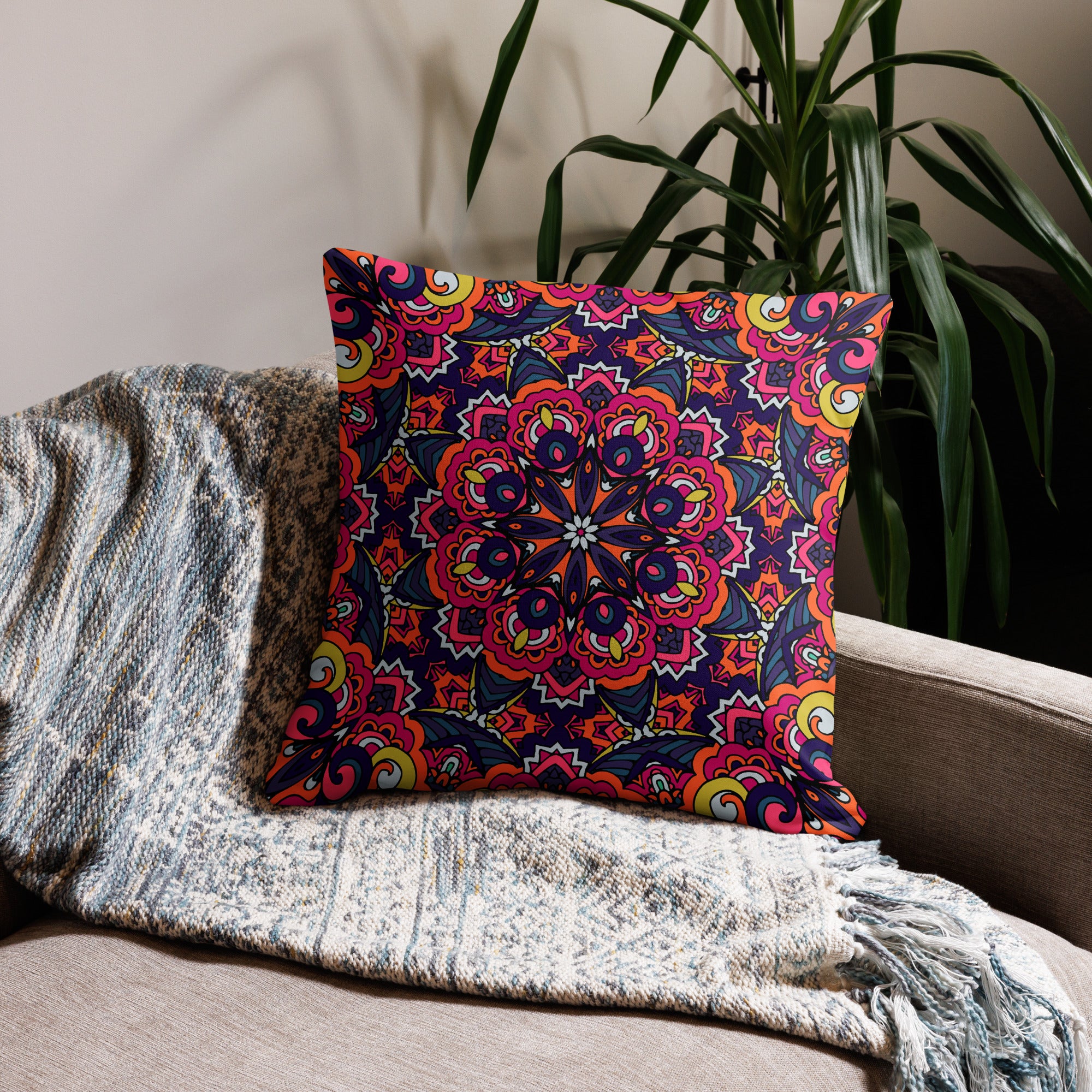 Premium Pillow Case- Boho festival mandala VI