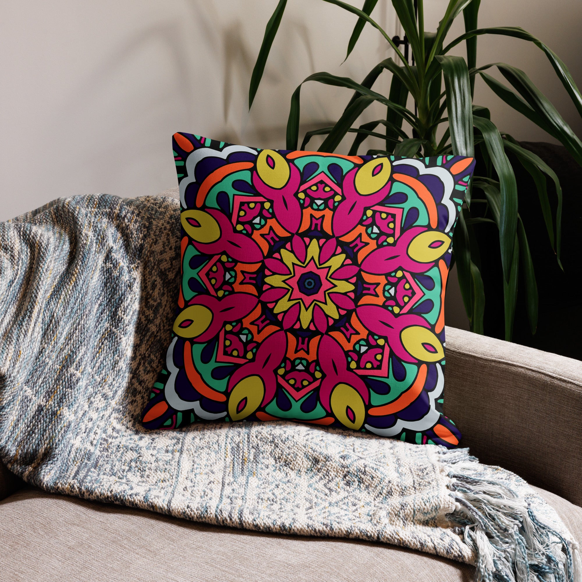 Premium Pillow Case- Boho festival mandala IV