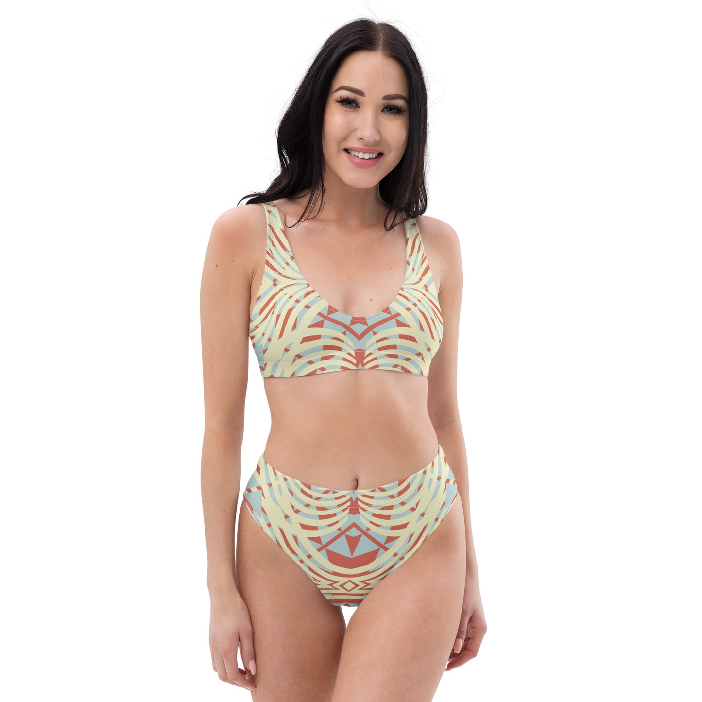 Recycled high-waisted bikini- African Motif Pattern I
