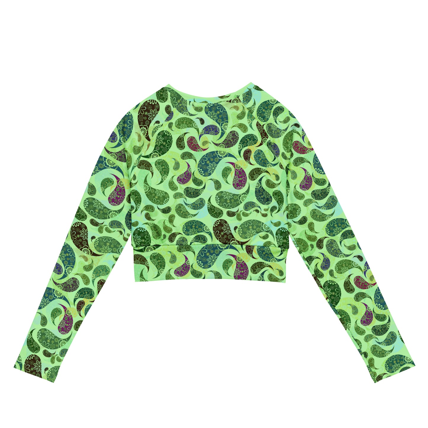 long-sleeve crop top- Paisley green