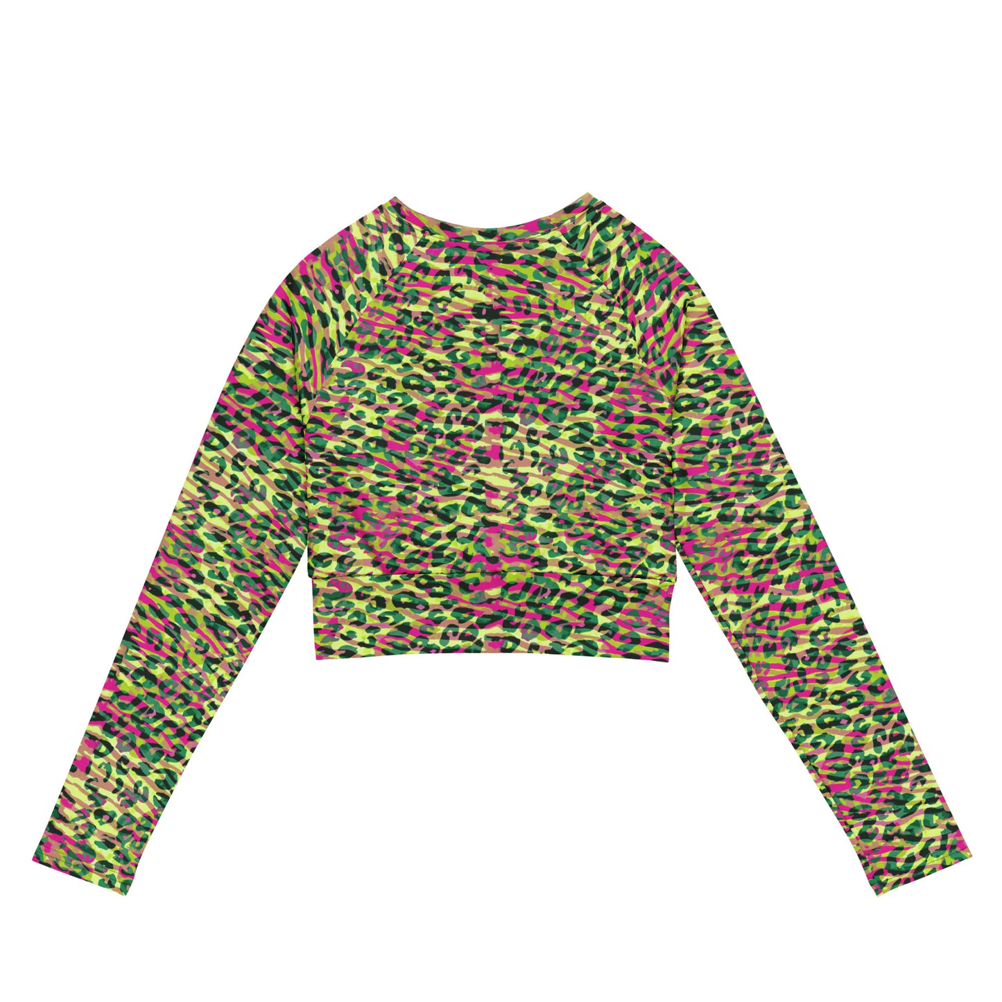 long-sleeve crop top- Zebra and Leopard print Magenta with yellow