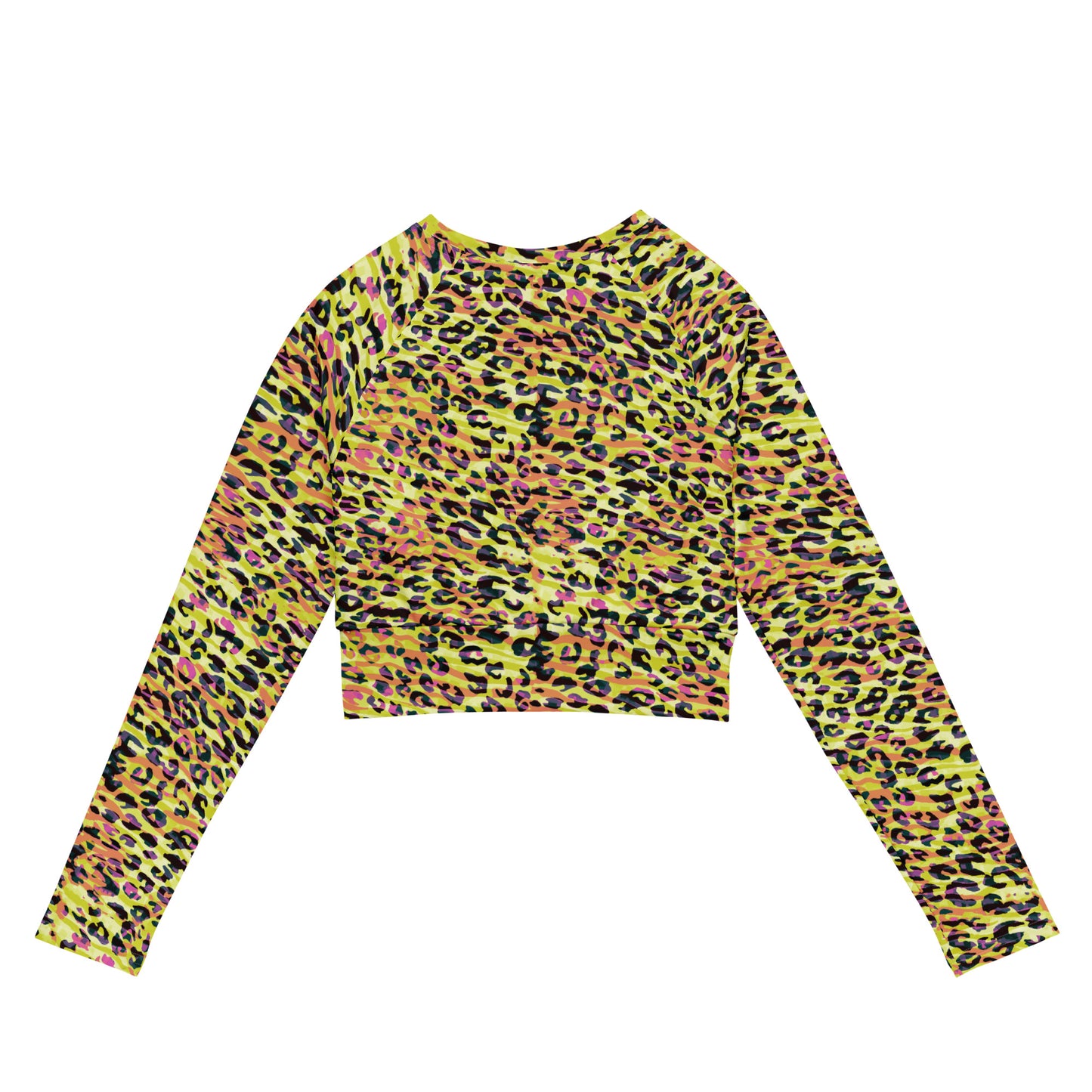 long-sleeve crop top- Zebra and Leopard print Yellow with orange