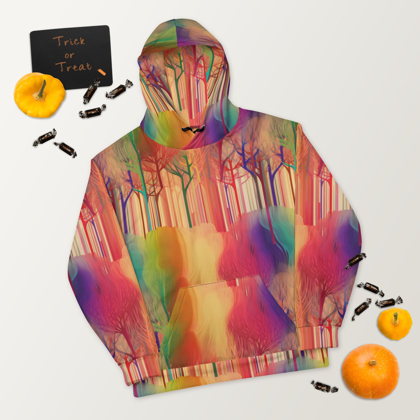 Unisex Hoodie- Abstract Rainbow Forest Pattern I