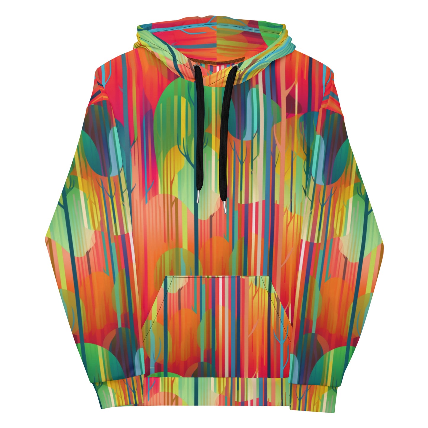 Unisex Hoodie- Abstract Rainbow Forest Pattern II