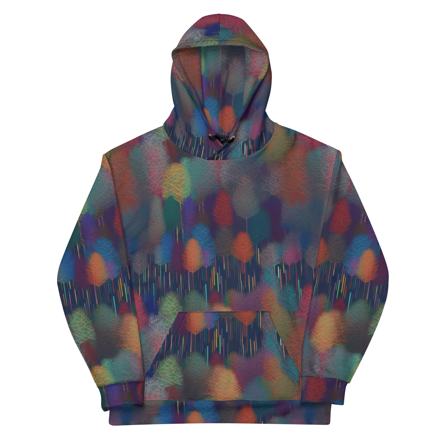 Unisex Hoodie- Abstract Rainbow Forest Pattern VII