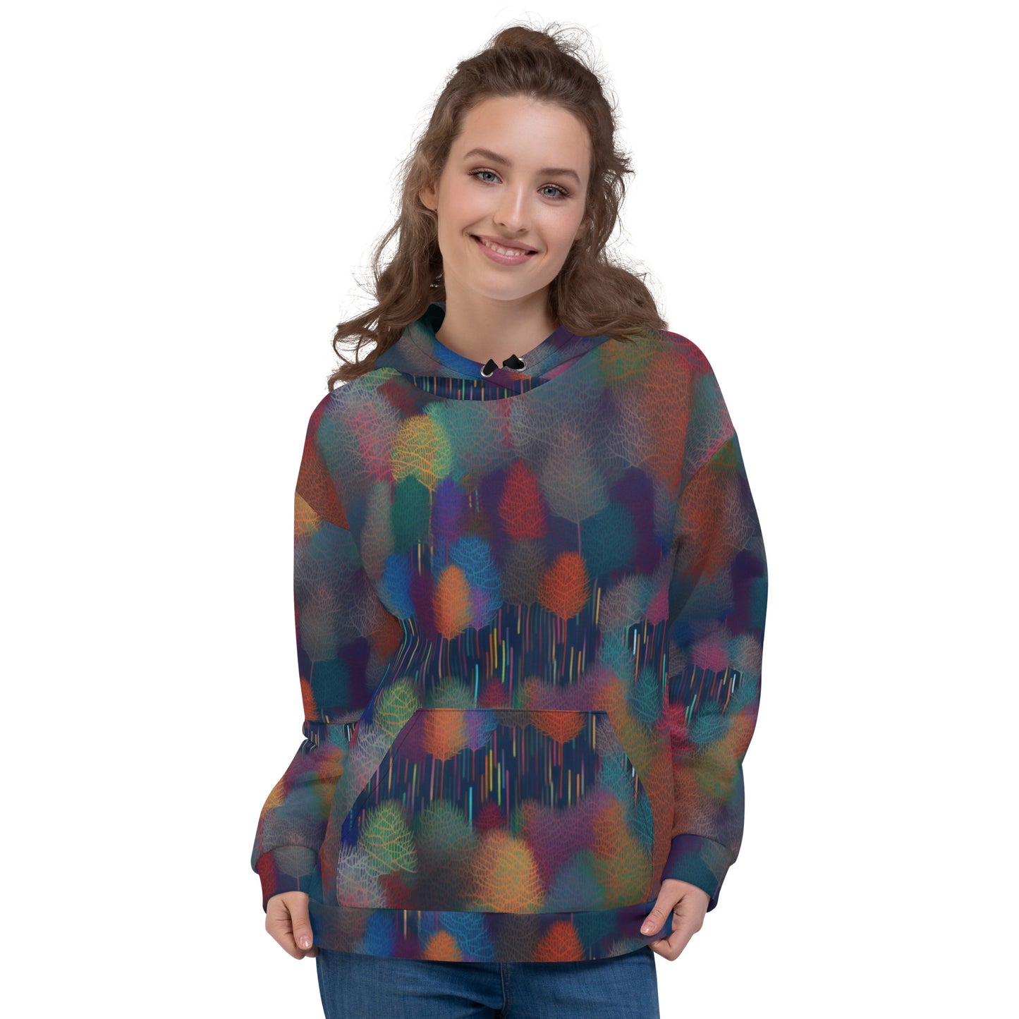 Unisex Hoodie- Abstract Rainbow Forest Pattern VII