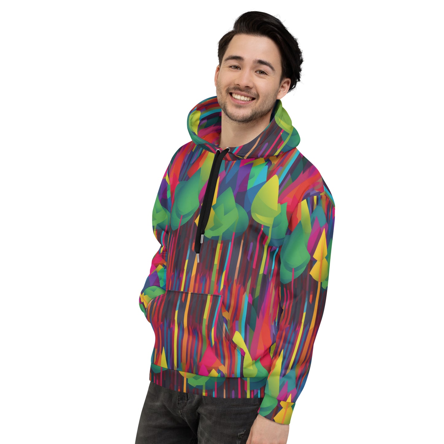 Unisex Hoodie- Abstract Rainbow Forest Pattern V