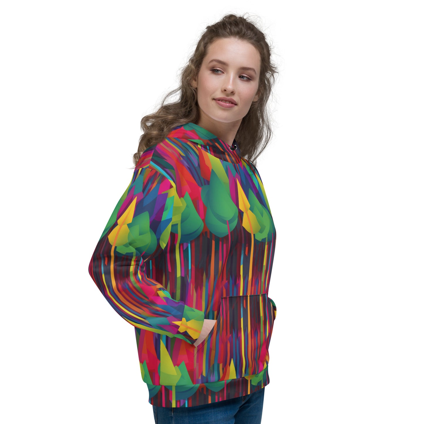 Unisex Hoodie- Abstract Rainbow Forest Pattern V