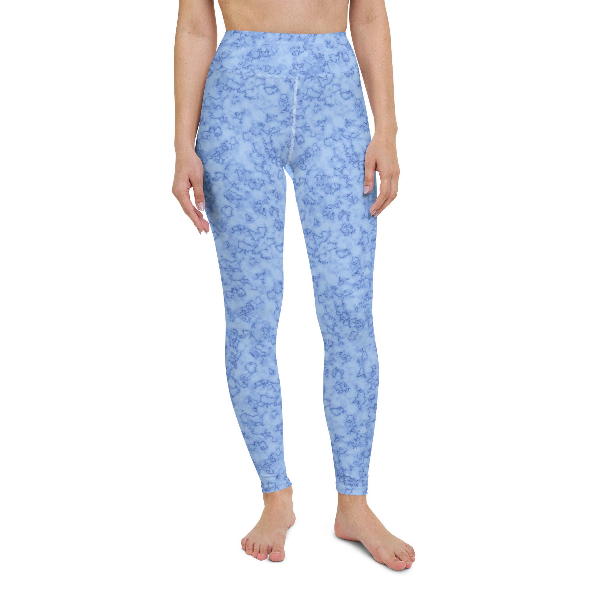 Yoga Leggings- Marble Light Blue