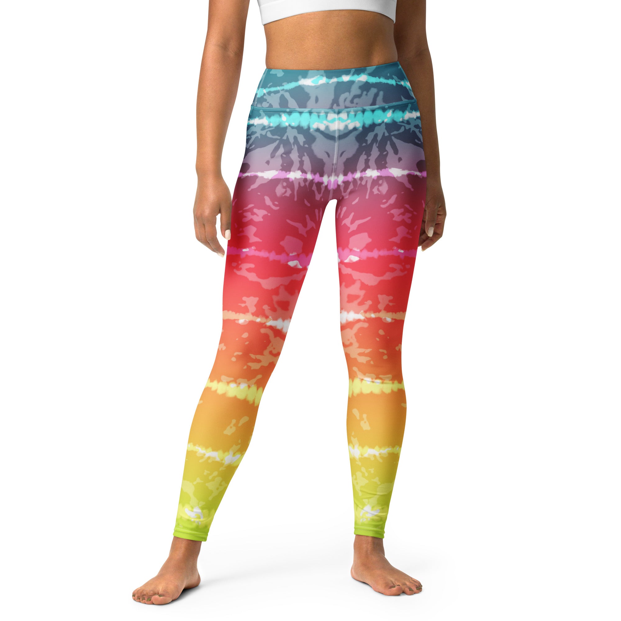 Yoga Leggings- Tie Dye Multicolour Stripes