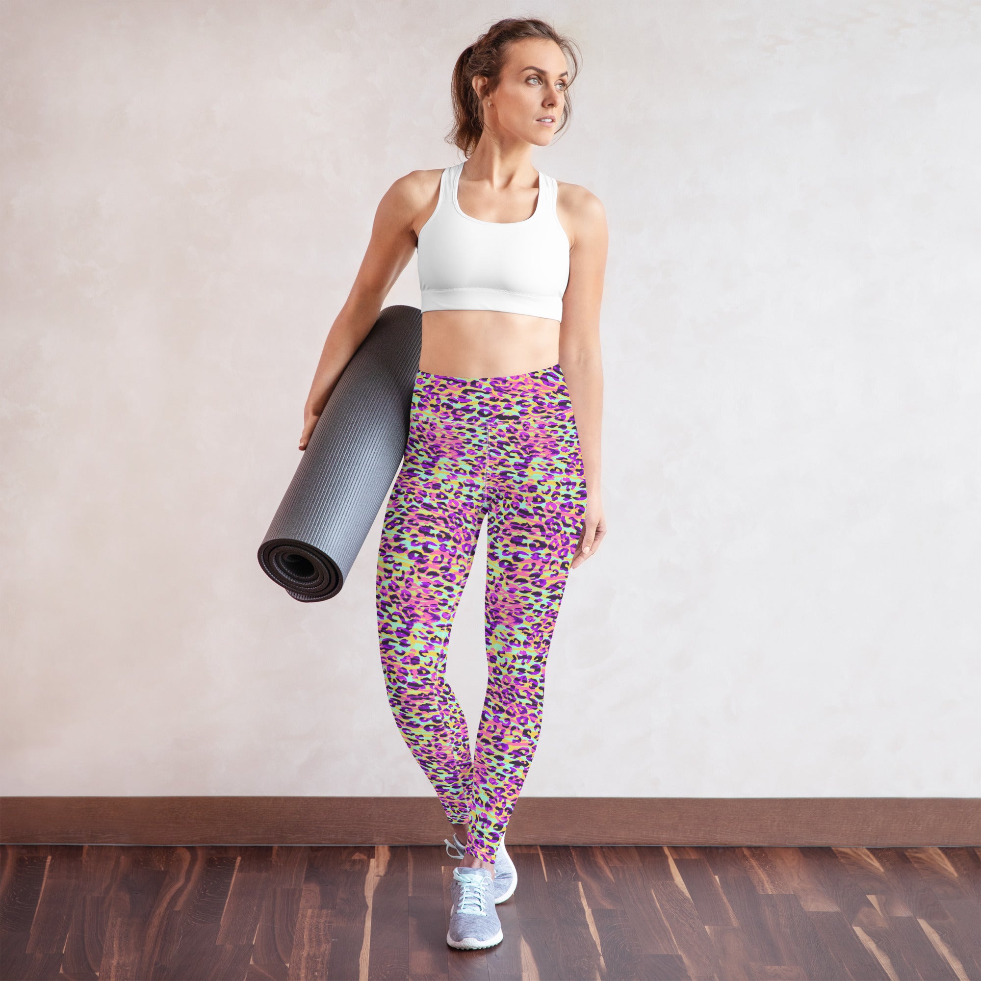 Yoga Leggings- ZEBRA AND LEOPARD PRINT PINK WITH YELLOW