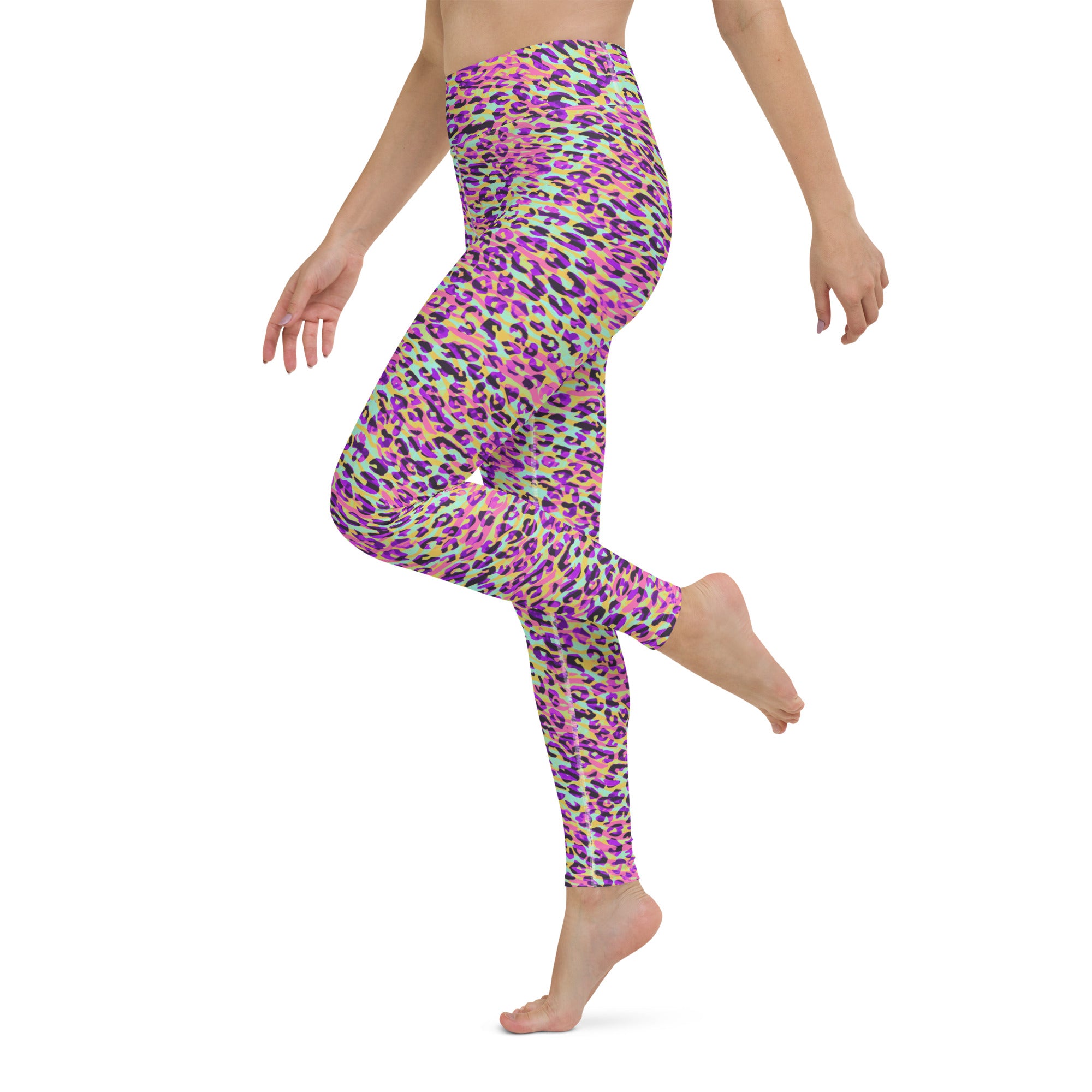 Yoga Leggings- ZEBRA AND LEOPARD PRINT PINK WITH YELLOW