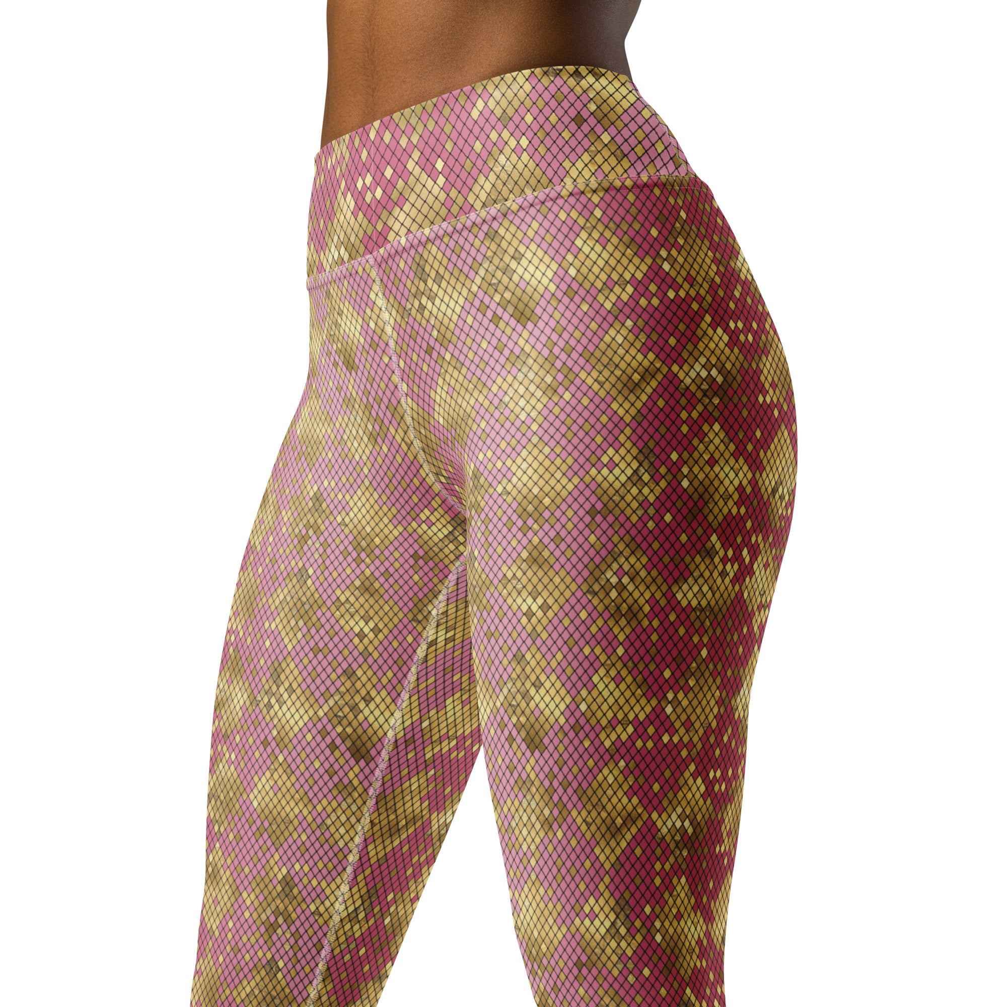 Yoga Leggings- Snake Print Gold and Pink