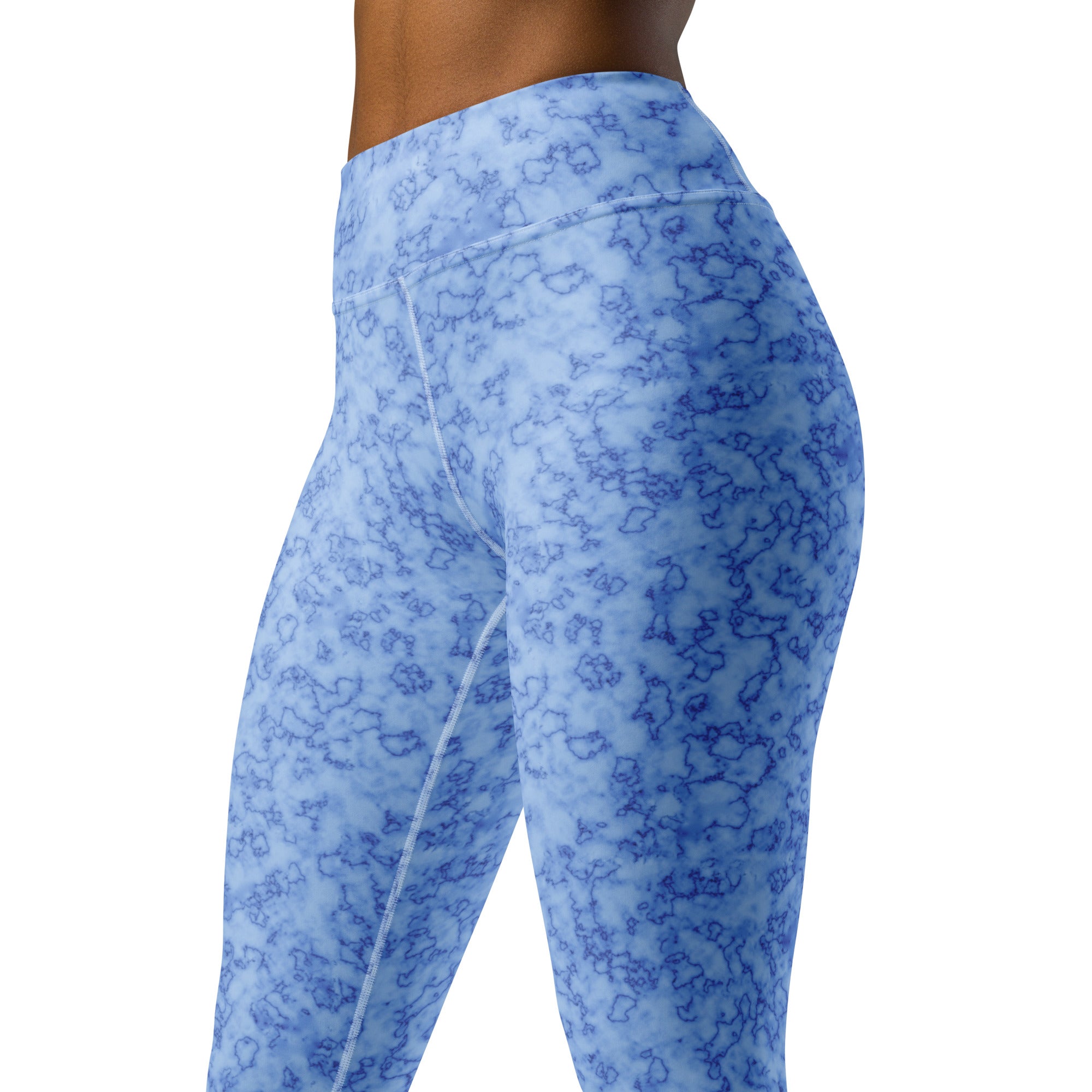 Yoga Leggings- Marble Light Blue