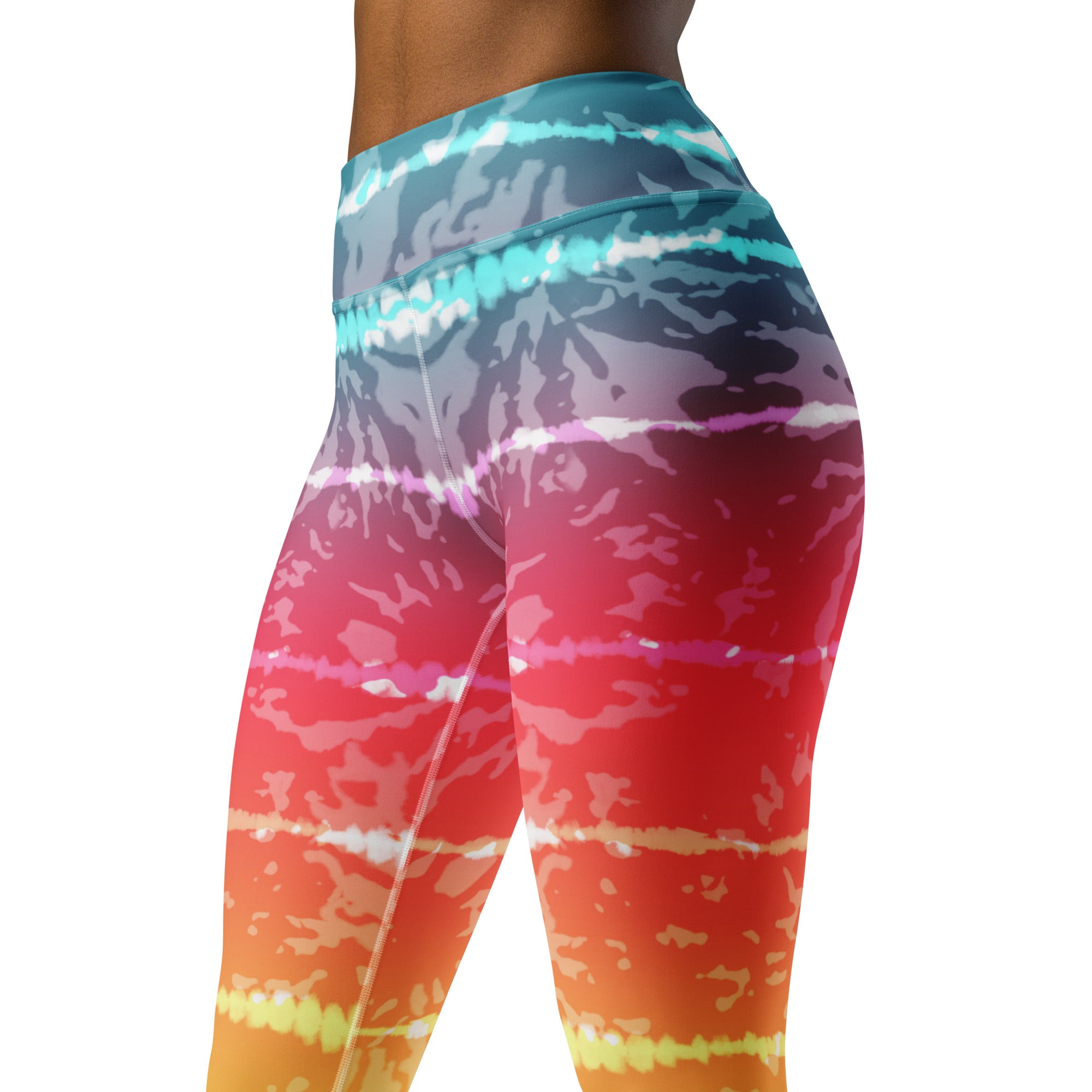 Yoga Leggings- Tie Dye Multicolour Stripes