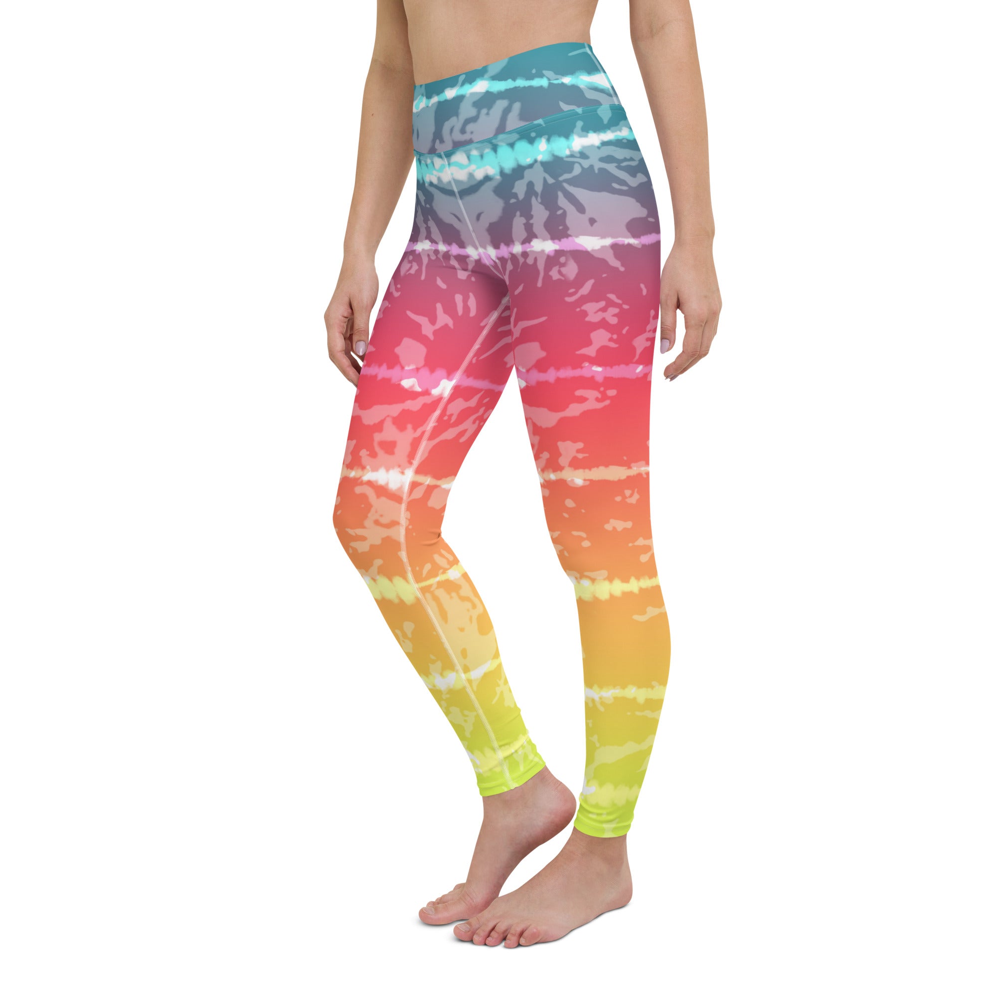 Yoga Leggings- Tie Dye Multicolour Stripes