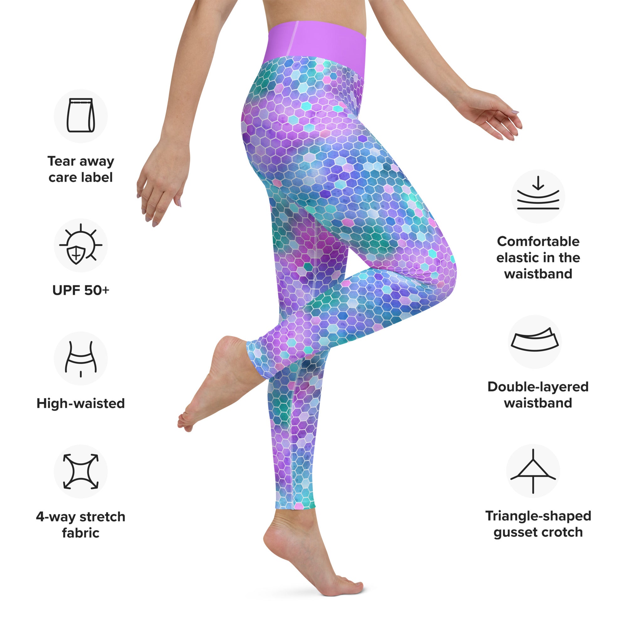 Yoga Leggings- Honeycomb Pink and Purple