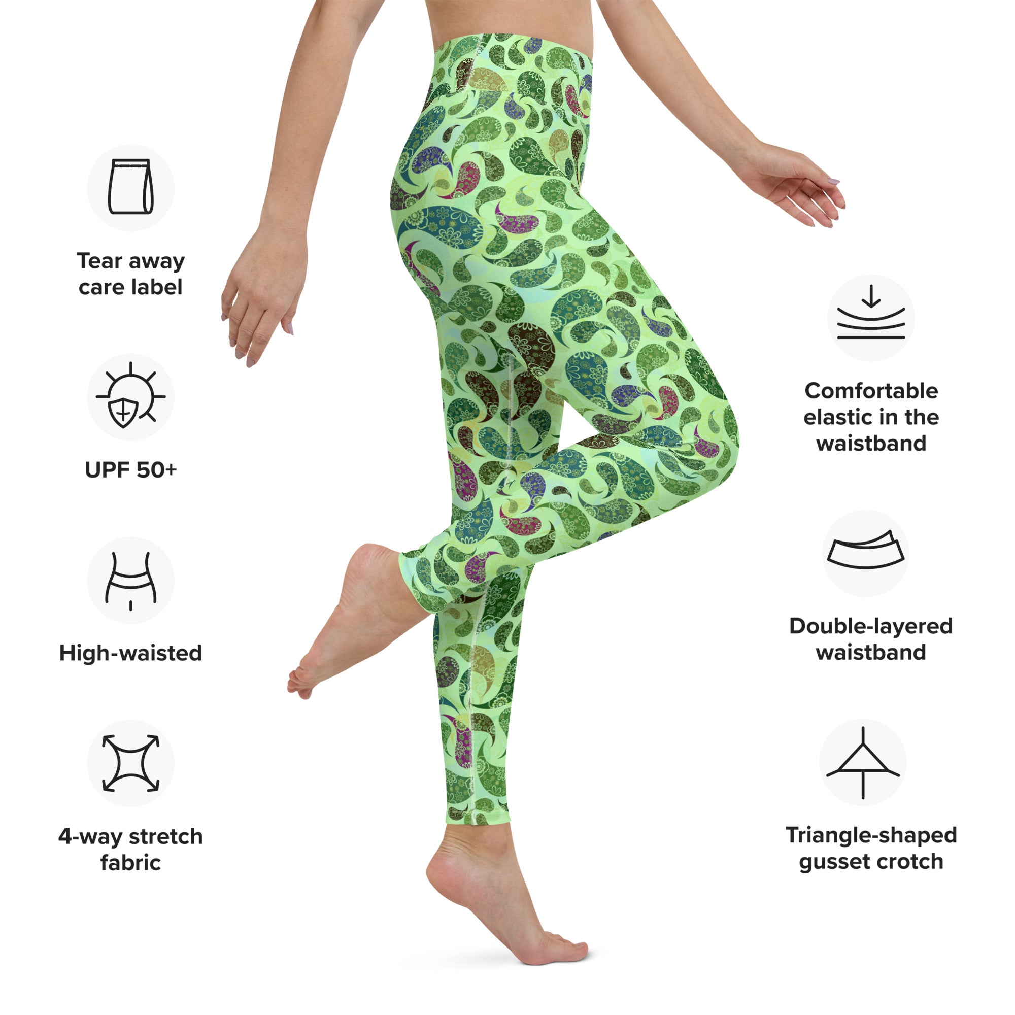 Yoga Leggings- Paisley Green