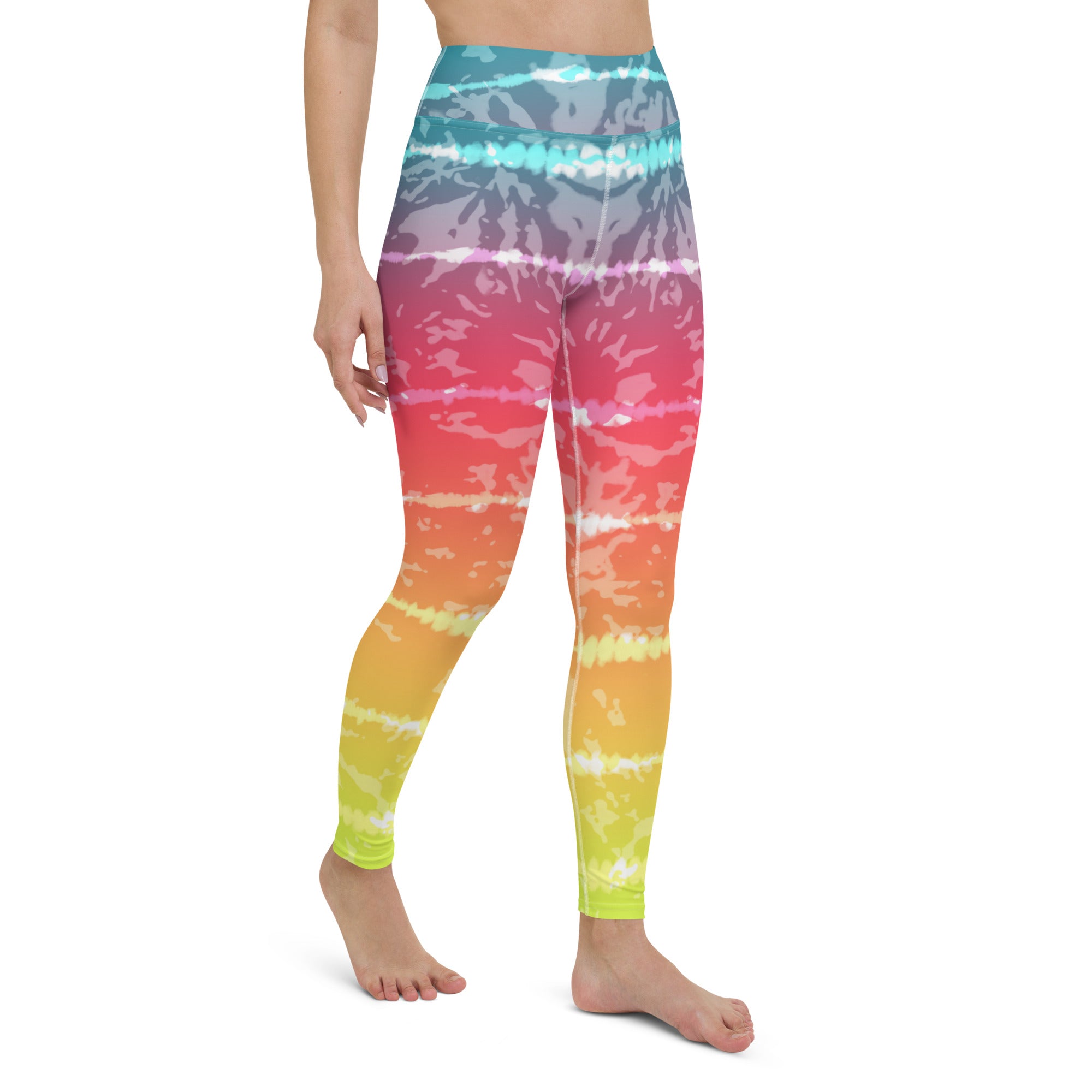Yoga Leggings- Tie Dye Multicolour Stripes
