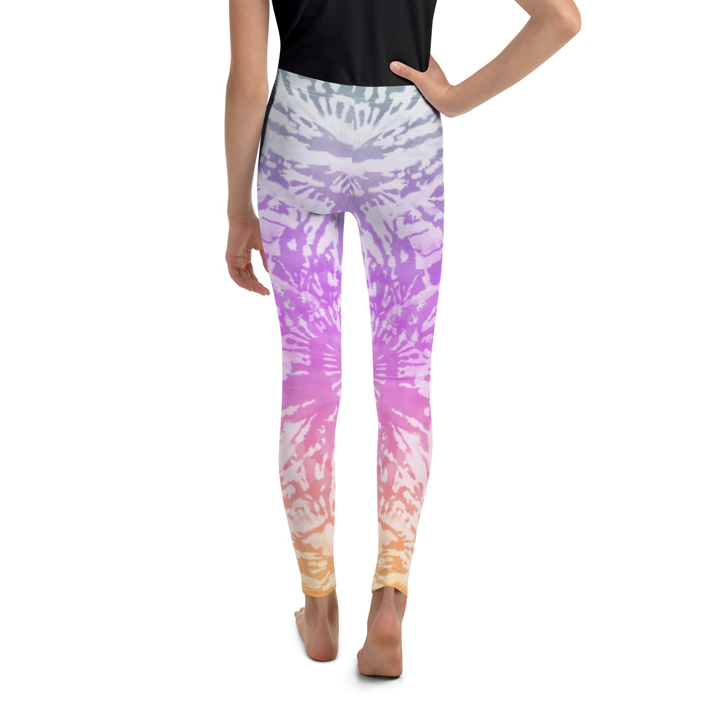 Youth Leggings- TIE DYE PURPLE SPIRALS