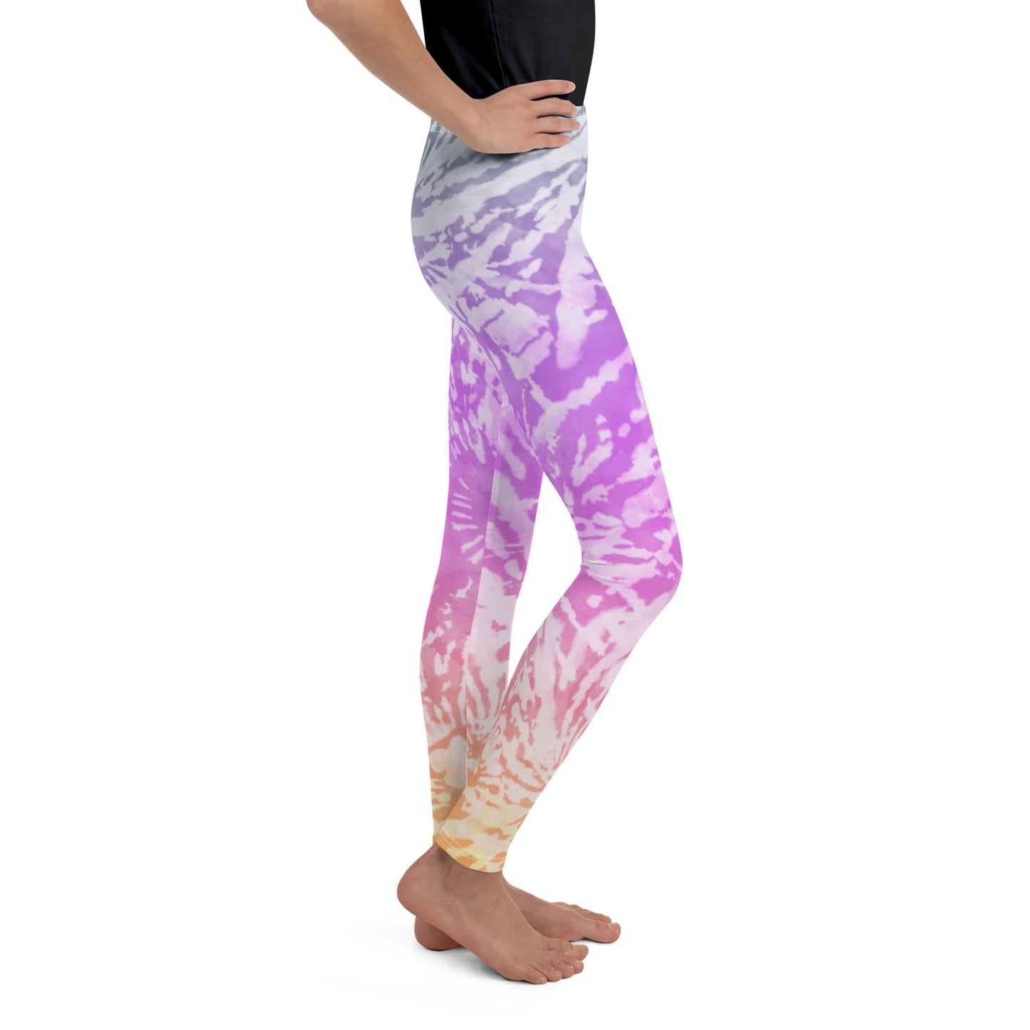 Youth Leggings- TIE DYE PURPLE SPIRALS
