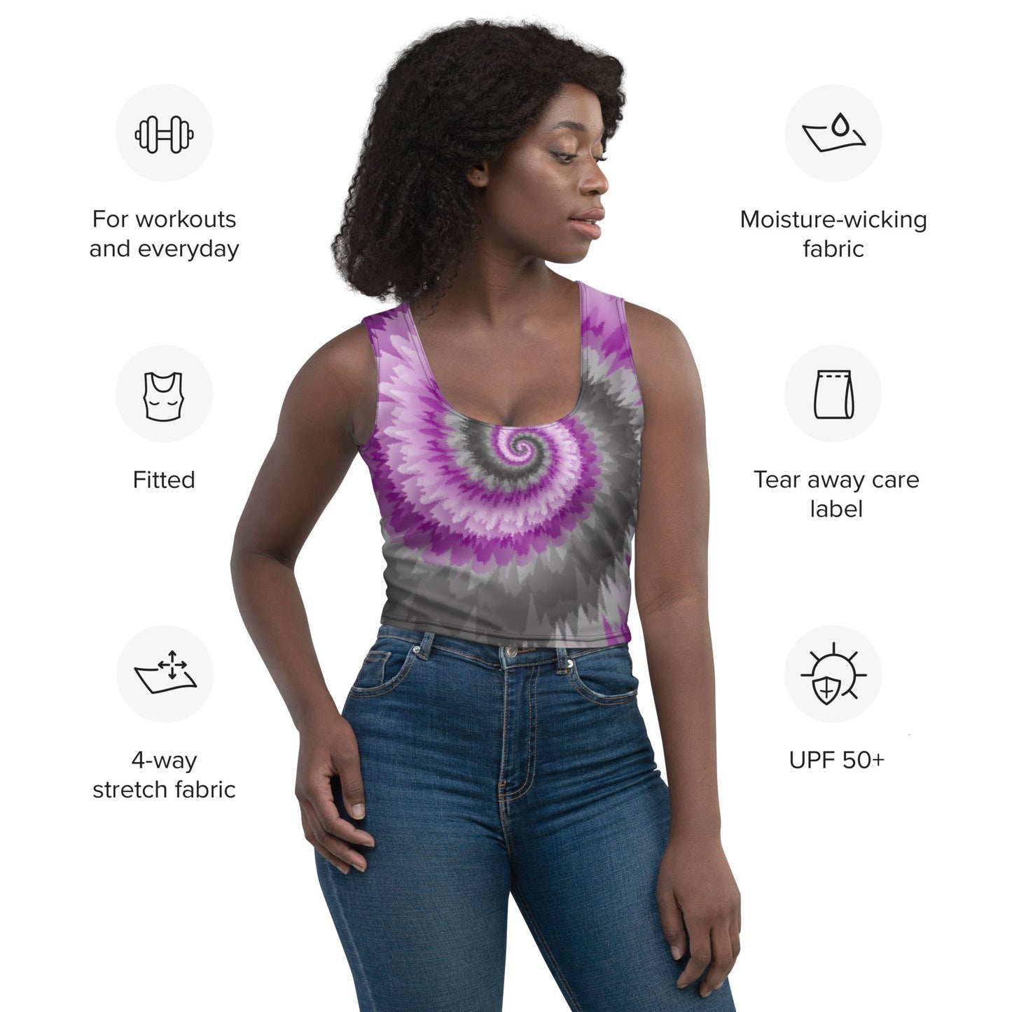 Crop Top - Tie Dye Spiral - Demisexual - Klip Clop