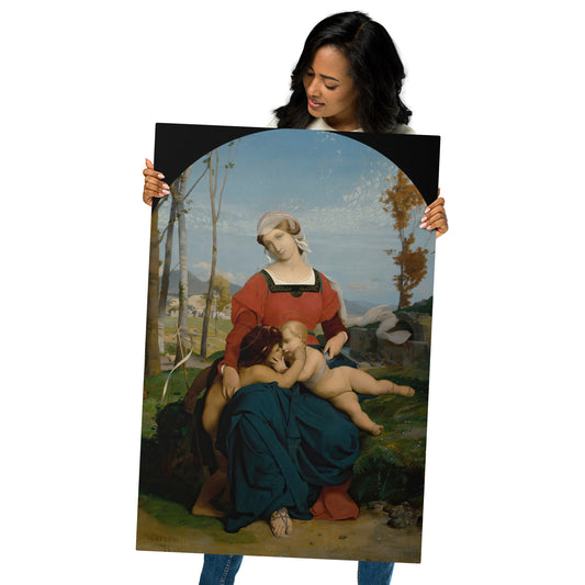 Metal prints-Jean Léon Gérôme-French 1824-1904-La Vierge L’enfant Jesus Et Saint Jean 1848