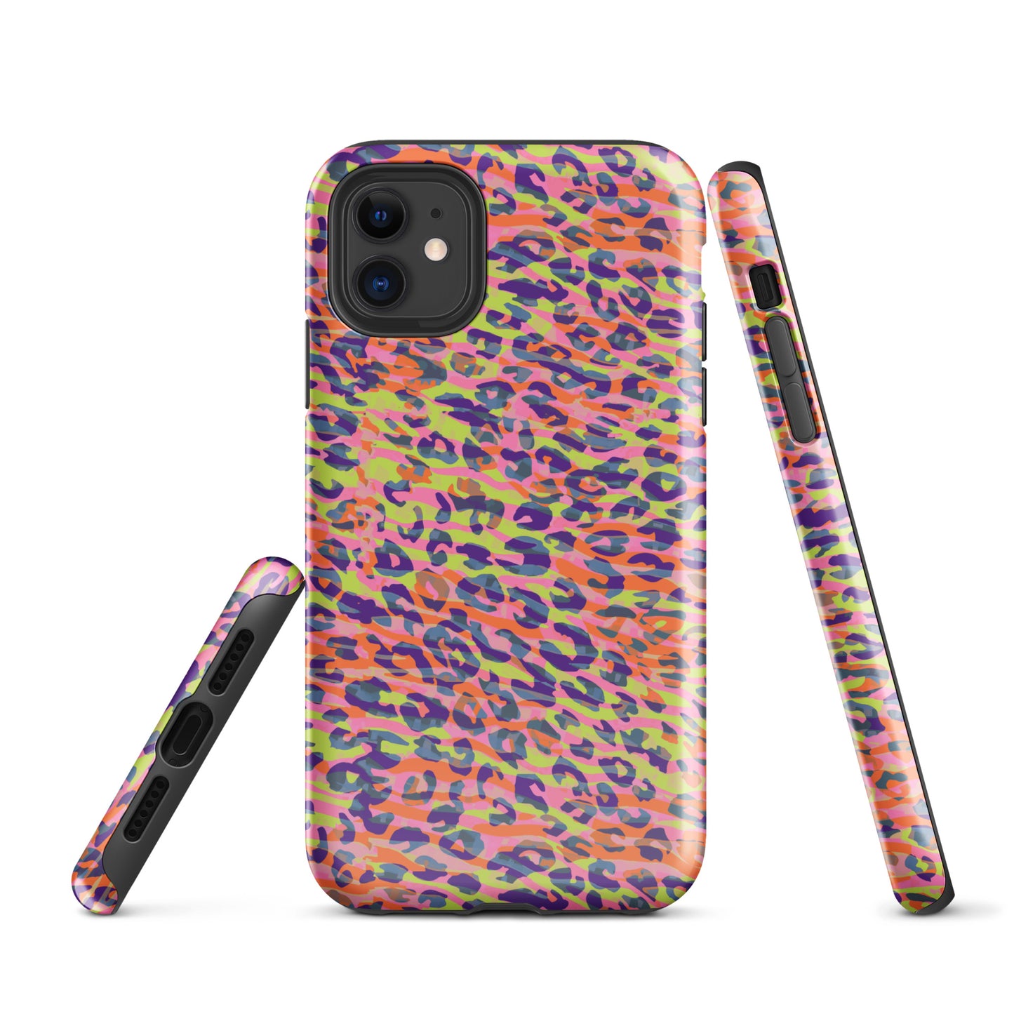 Tough Case for iPhone®- Zebra and Leopard Print Orange with Yellow