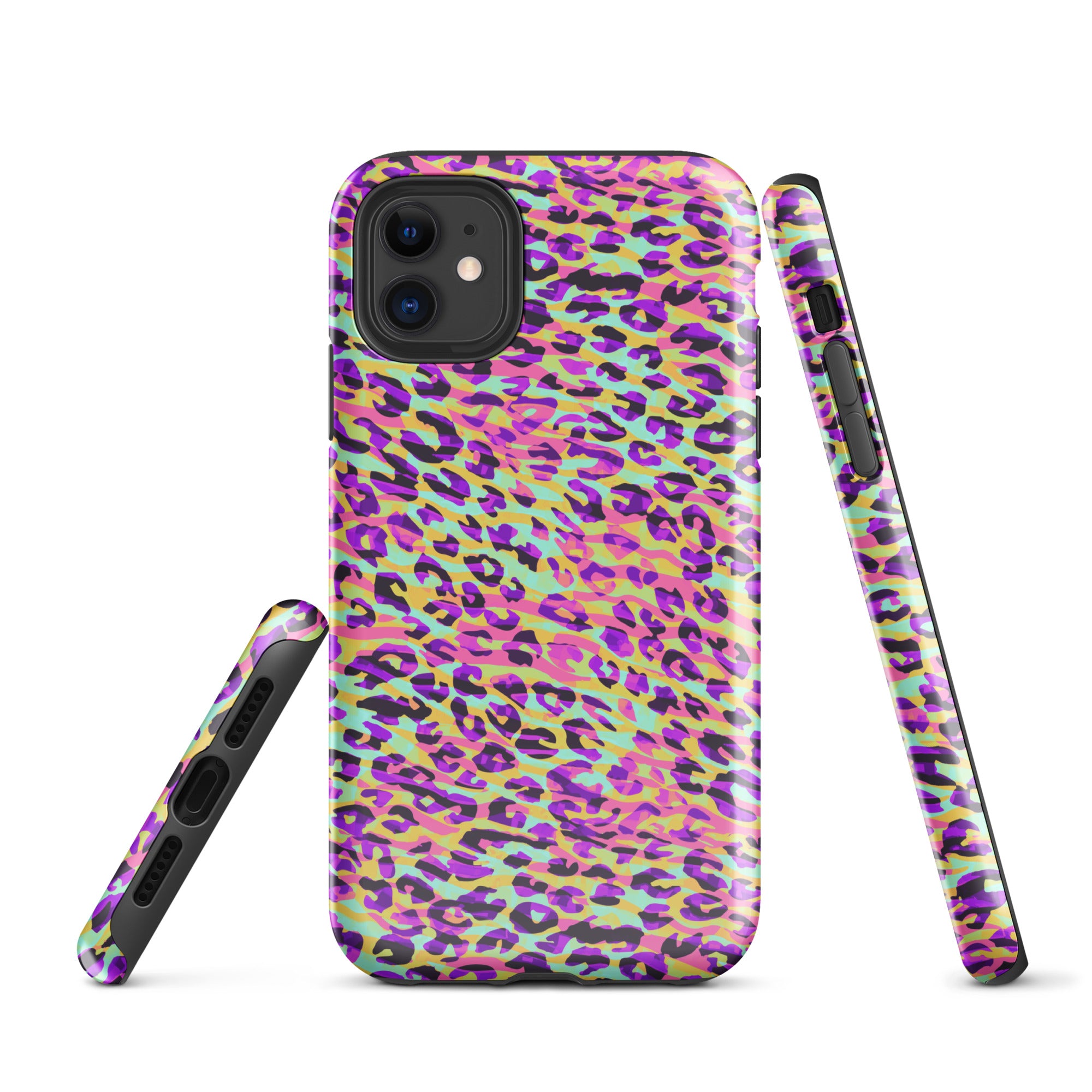 Tough Case for iPhone®- Zebra and Leopard Print Pink with Yellow