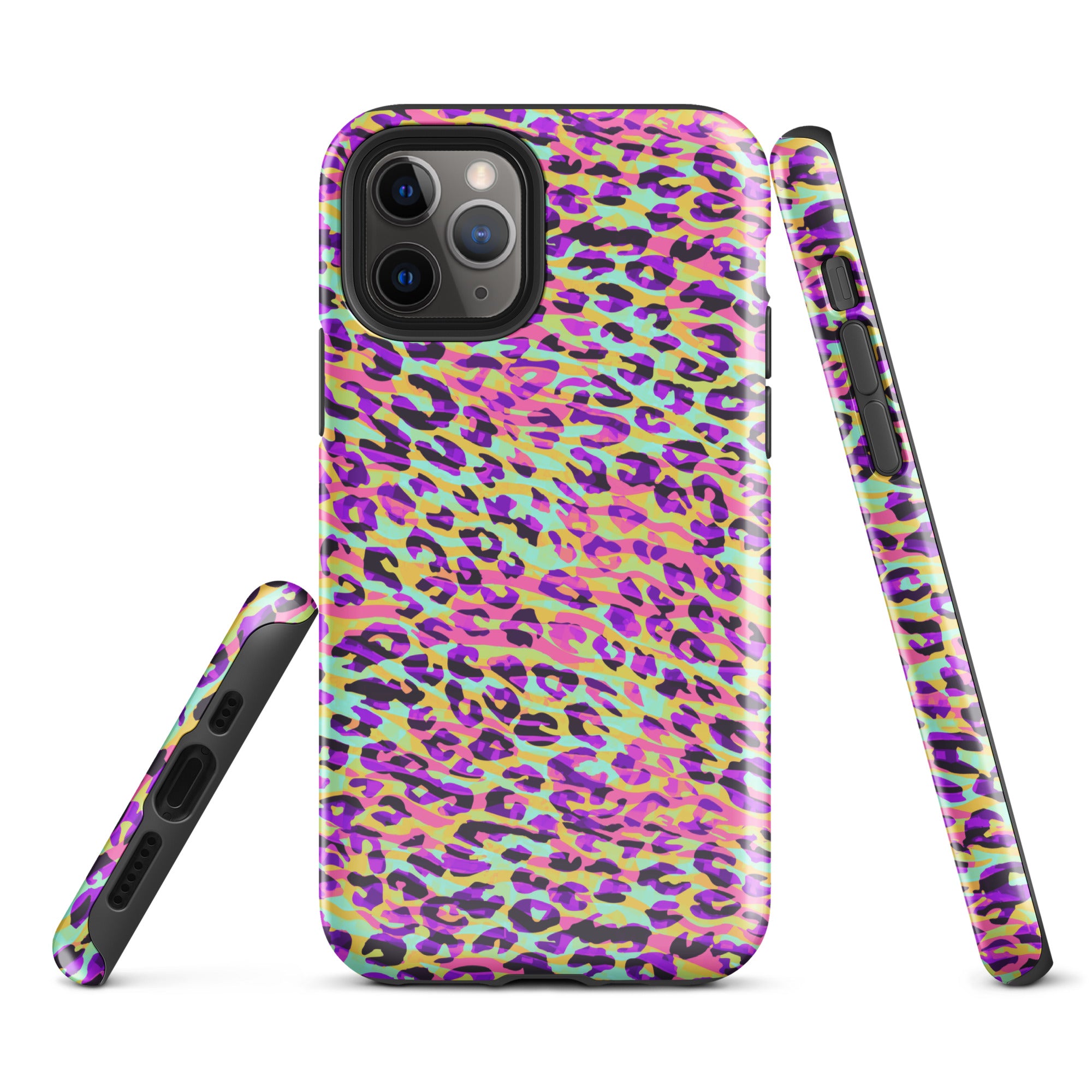 Tough Case for iPhone®- Zebra and Leopard Print Pink with Yellow