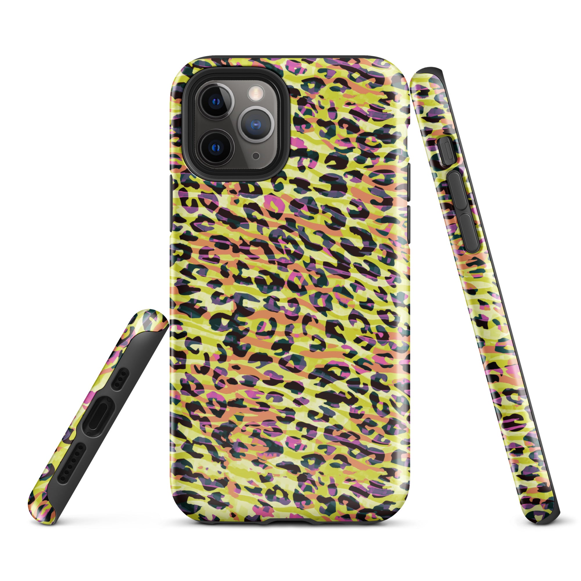 Tough Case for iPhone®- Zebra and Leopard Print Yellow with Orange