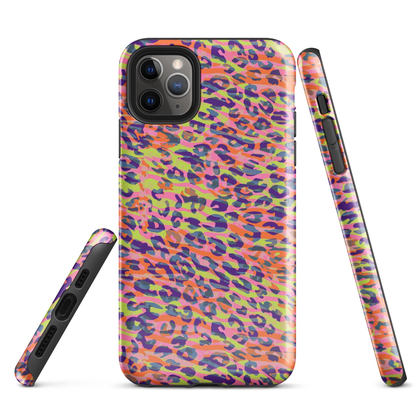 Tough Case for iPhone®- Zebra and Leopard Print Orange with Yellow