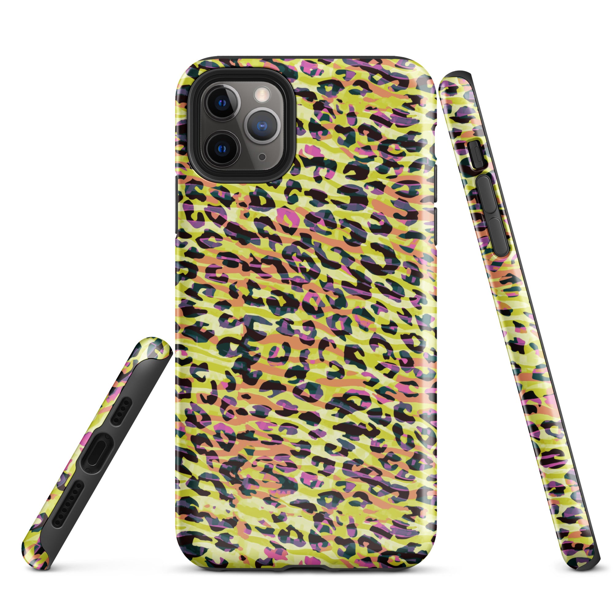 Tough Case for iPhone®- Zebra and Leopard Print Yellow with Orange
